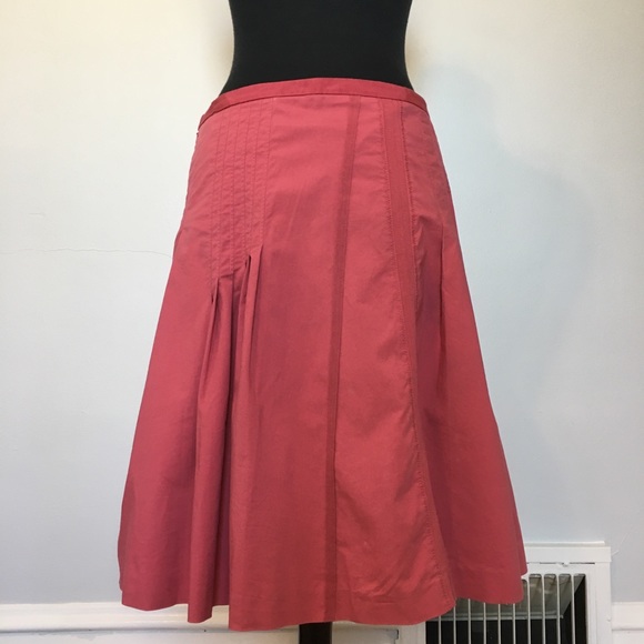 2000s Elevenses Anthropologie Pink Pleated Midi Skirt, 6 - Picture 2 of 14